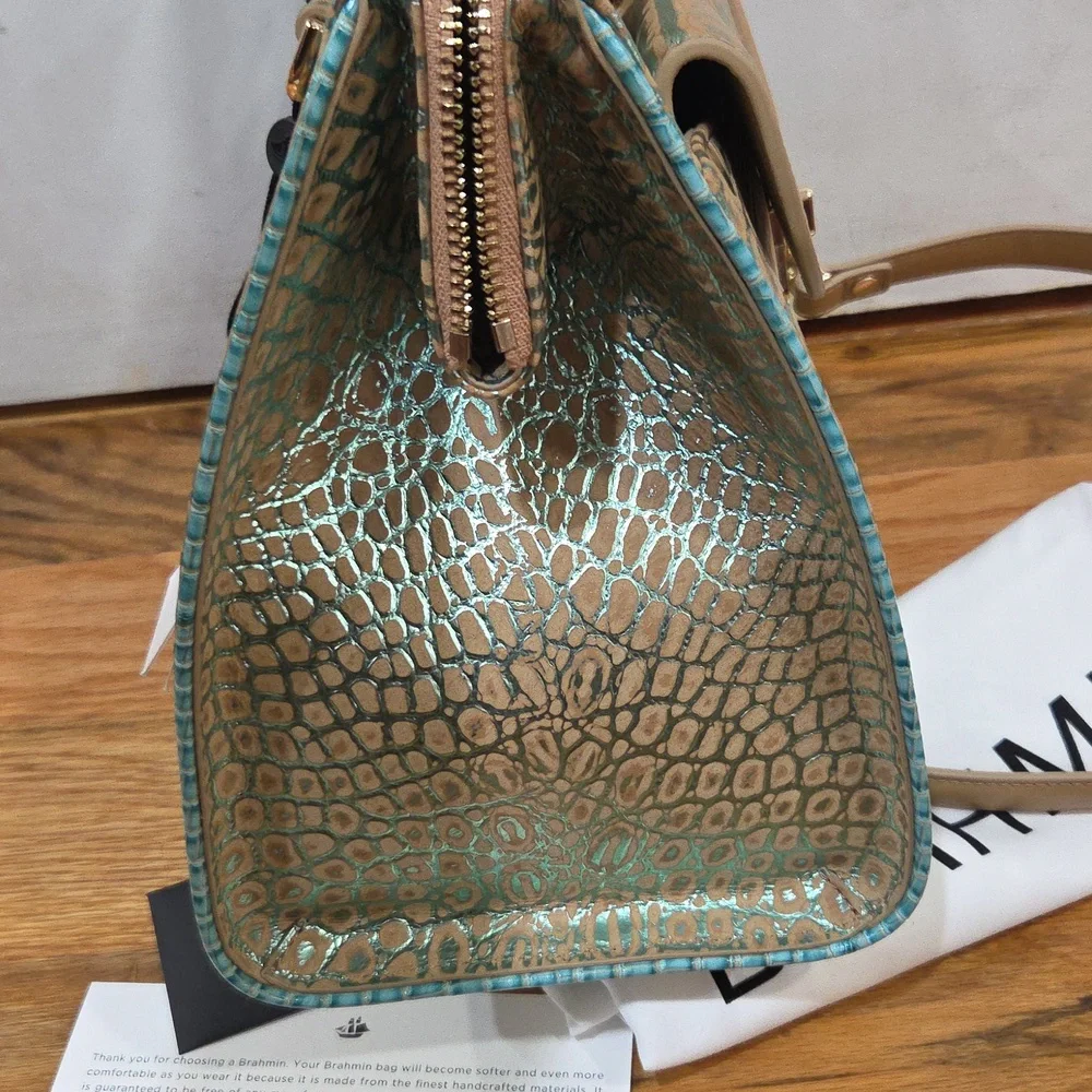 💛▪️Brahmin▪️small Caroline Mineral Blue Fremont Satchel + Veronica wallet Set